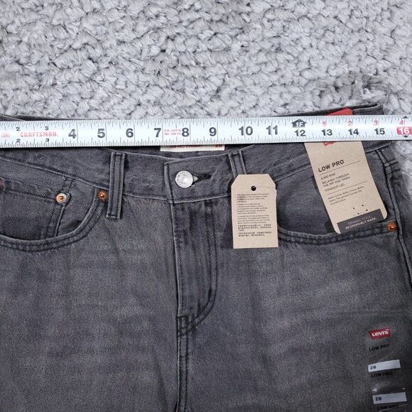 Levi’s Low Pro Stonewash Mid Rise Relaxed Straight Gray Bleach Splatter Size 28 - Picture 11 of 13